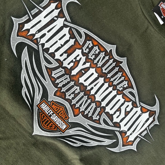 Vintage Y2K Harley Davidson Smoky Mountain Olive Green Size Medium - Picture 1 of 6